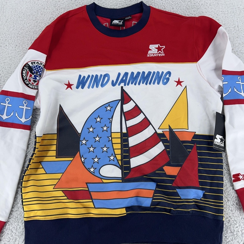 Starter Black Label Sailing Wind Jamming Shirt‎ Crewneck Pullover XL Nautical